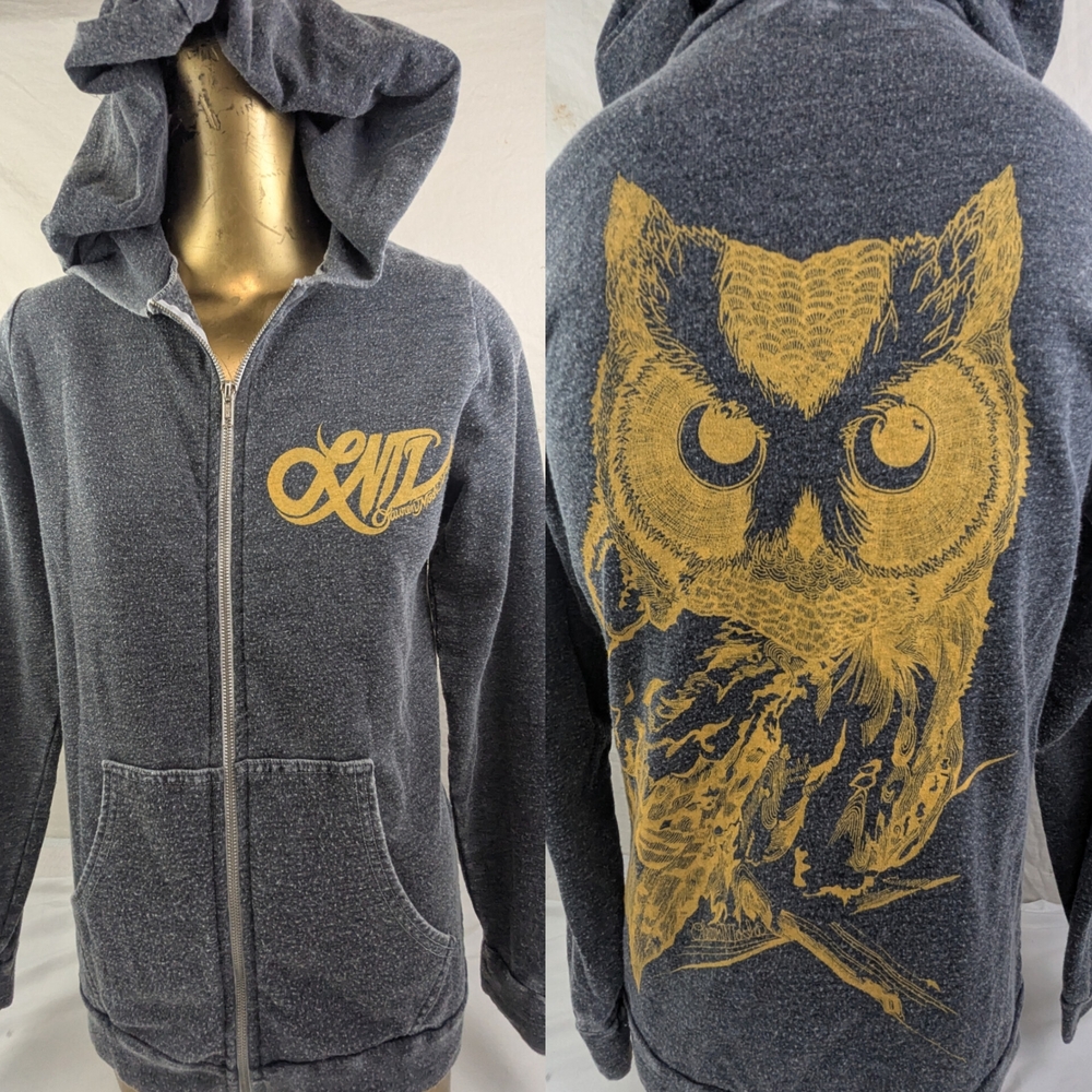 Lauren Moshi NWOT Woman"s Grey Hoodie Owl On Back Small